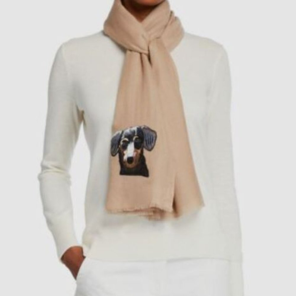 Dachshund 100% Cashmere Dark Natural Scarf